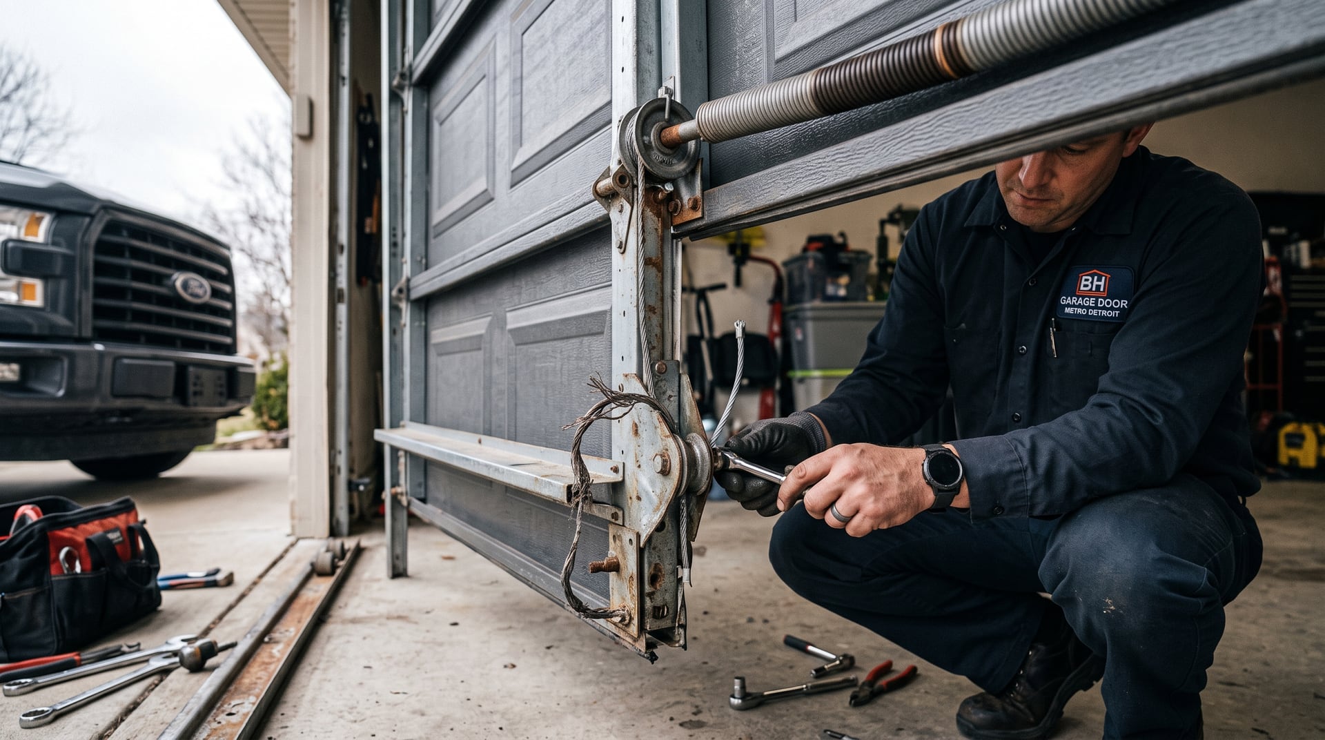 Garage door cable replacement — BH Garage Door Metro Detroit, Metro Detroit, MI