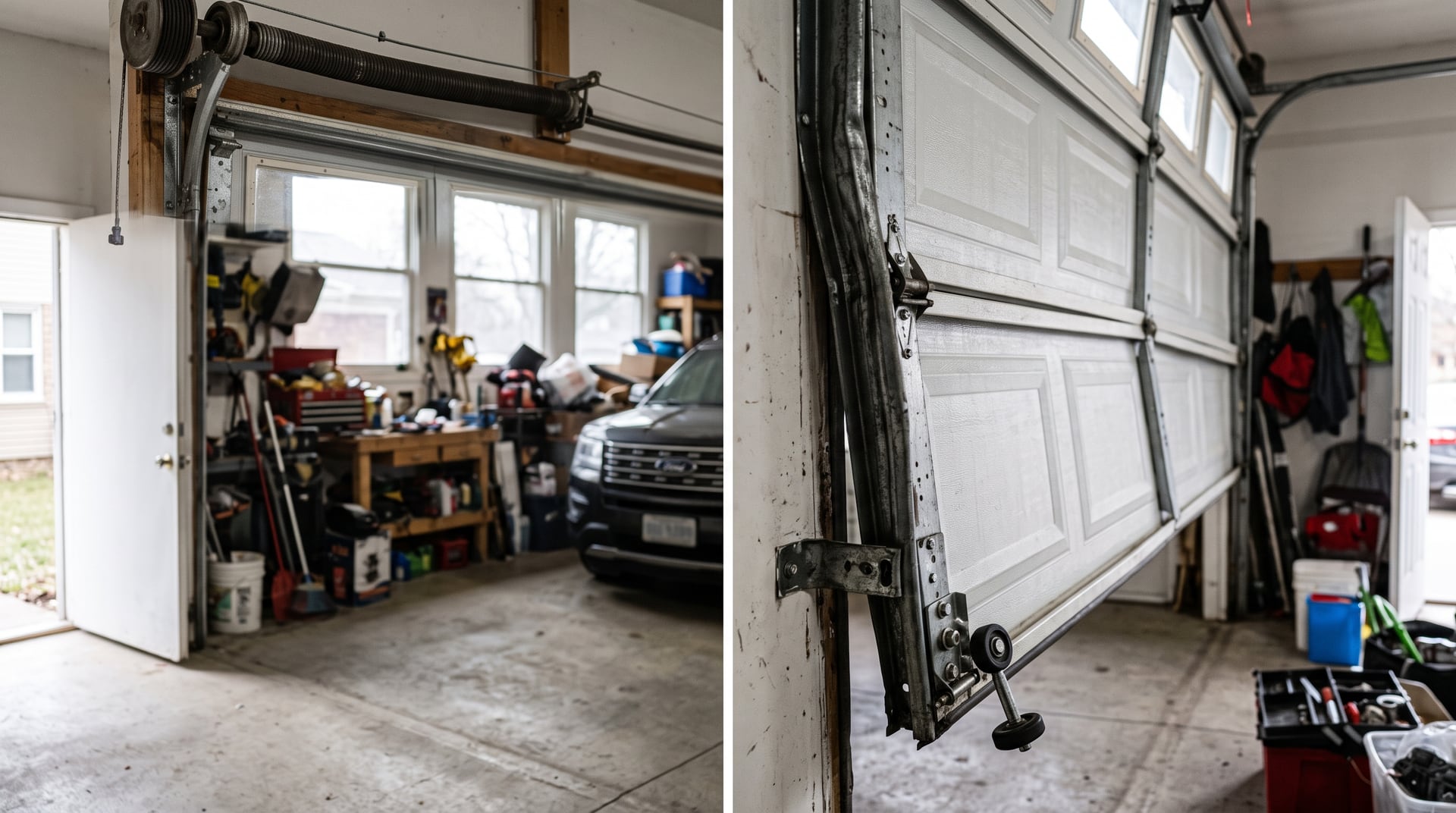 Off-track garage door repair — BH Garage Door Metro Detroit, Metro Detroit, MI