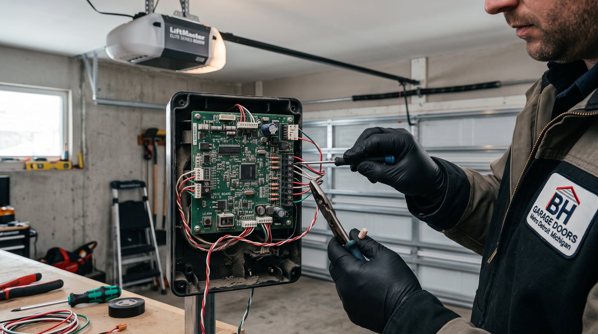 Opener logic board service — BH Garage Door Metro Detroit, Metro Detroit, MI
